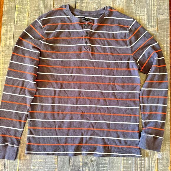 Junk Food Linn Long Sleeve Striped Thermal Henley T-Shirt Color Black Size XL - Picture 4 of 7